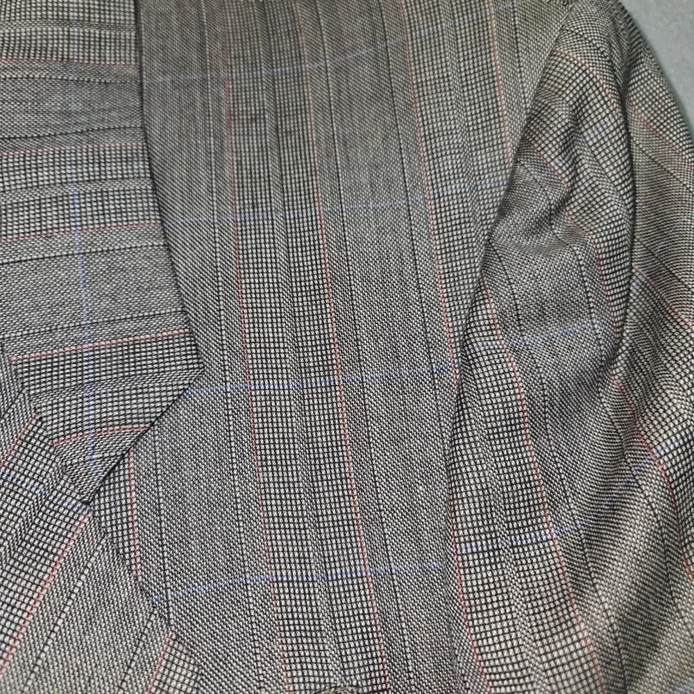 VTG Florentino Clothes Glen Check 2PC Wool Suit Blazer Trousers Gray Sz 38x33